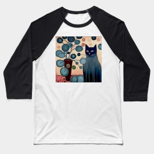 Cute Black Cat Proudly Displays the Flowers He Grew in His Garden Baseball T-Shirt